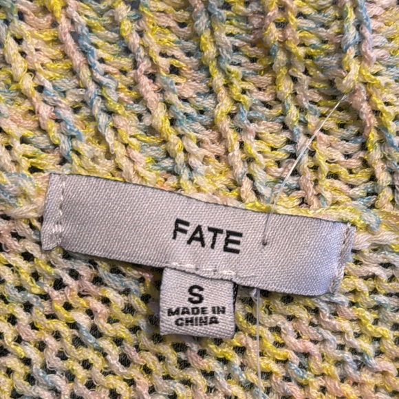 Fate Women’s Small Double V Neck/Back Crochet Sweater Long Sleeve Cropped - Picture 5 of 6